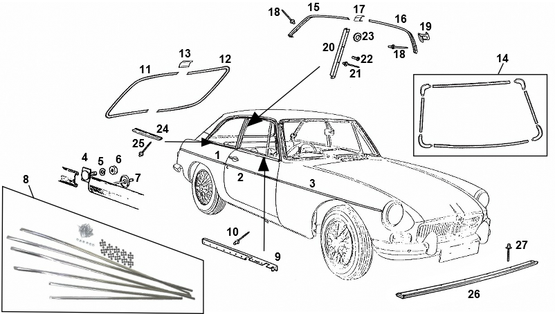 New Window Channel Felt Strip for MGB 1963-80 Enough for 2 Doors  MGB or MGB GT 