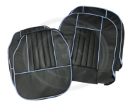 01a. SC101AB - MGB - LEATHER SEAT COVER KIT - BLACK/BLUE - 62-68
