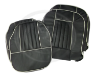 01d. SC101AW - MGB/C LEATHER SEAT COVER KIT - BLACK/WHITE PIPING - 62-68