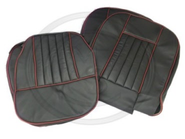 01c. SC101AM - MGB - LEATHER SEAT COVER KIT - BLACK/RED - 62-68