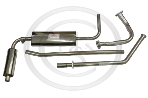 BSS-MG-008, MG MIDGET 1500 STAINLESS STEEL TWIN BOX EXHAUST SYSTEM