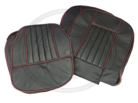 01c Sc101am Mgb Leather Seat Cover Kit Black Red 62 68 - Mgb Red Leather Seat Covers