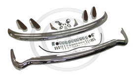 BEK130R MGB FRONT AND REAR CHROME BUMPER KIT WITH RUBBER FACED OVER RIDERS